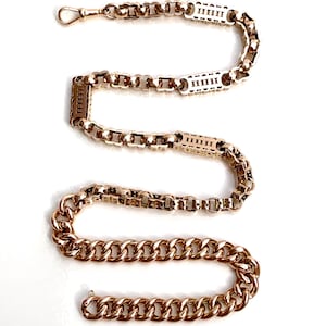 Antique 9ct Rose Gold Stars & Bars XL Albert Chain with Dog Clip Clasp 40g
