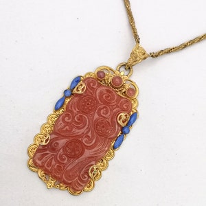 Art Deco Czech Filigree Chinese Style Pendant image 4