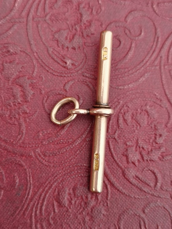 Antique XL 9ct Rose Gold T Bar for Albert Chain 4… - image 3