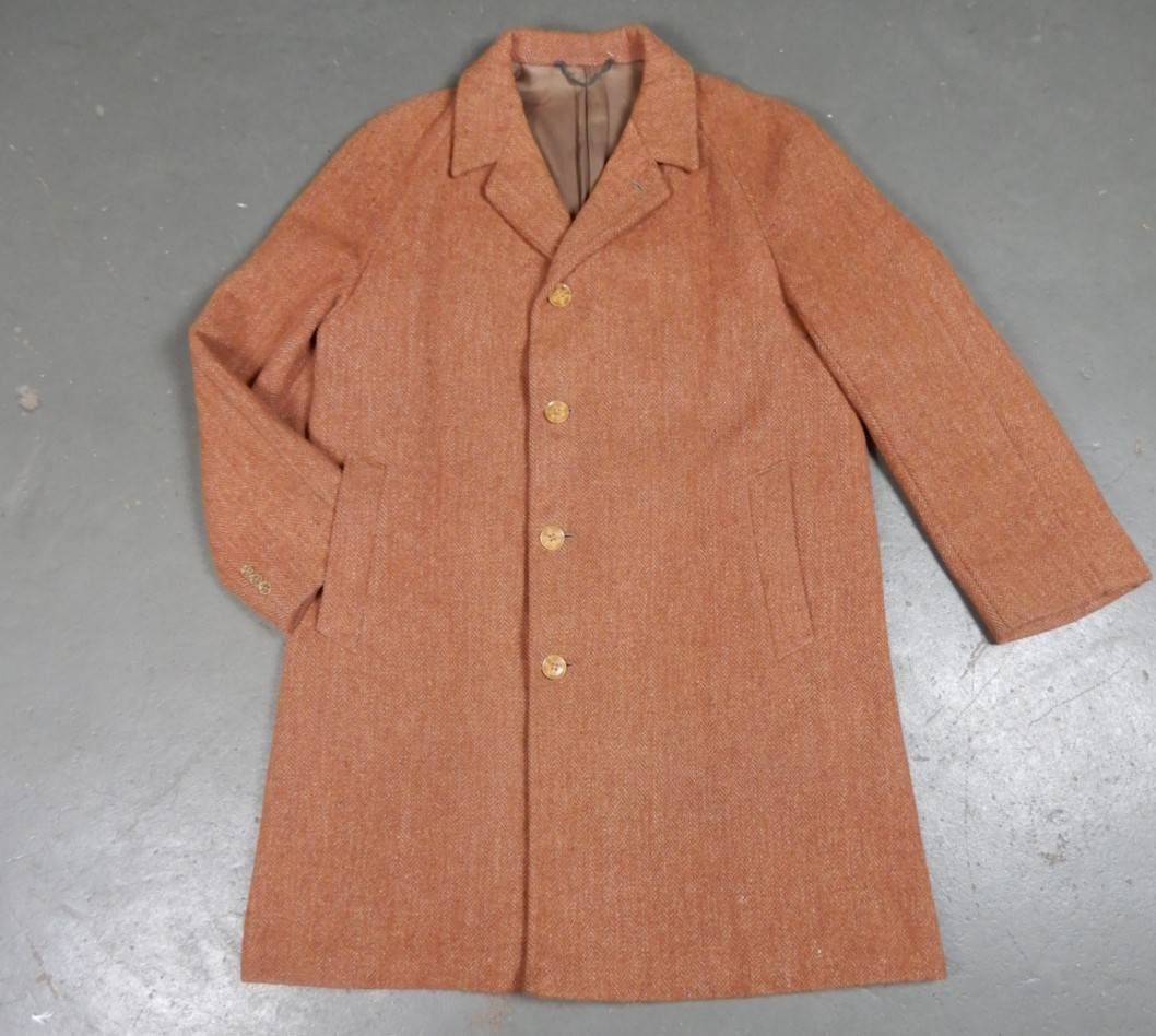 Image of 1930S 40S Harris Tweed Herringbone Coat Burton