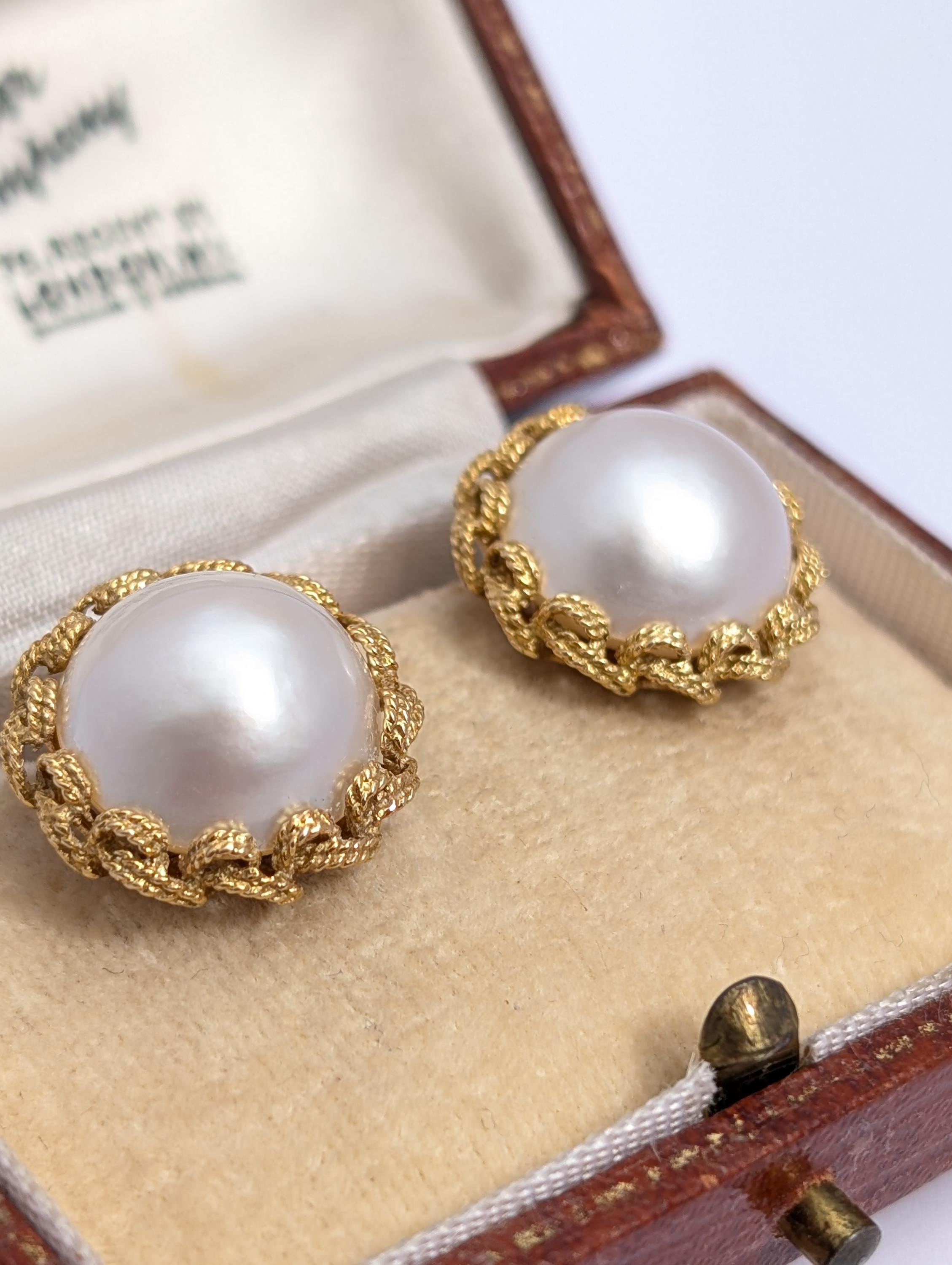Vintage 18ct Mabe Pearl Earrings India