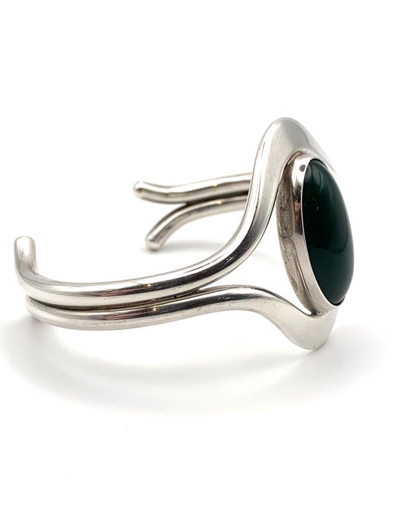 N. E. From Denmark Silver Torque Bangle with Gree… - image 4