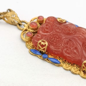 Art Deco Czech Filigree Chinese Style Pendant image 6