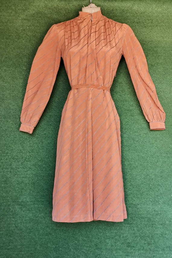 Vintage 1920s Style Silk Day Dress with Mandarin C