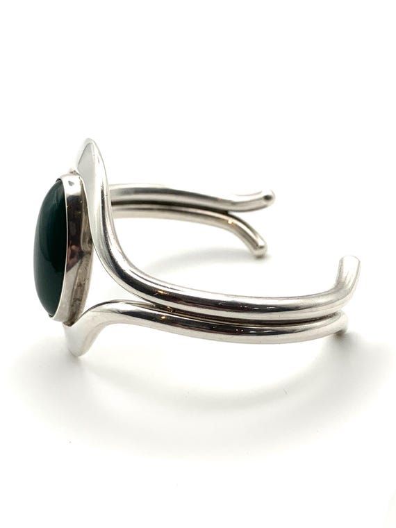 N. E. From Denmark Silver Torque Bangle with Gree… - image 3