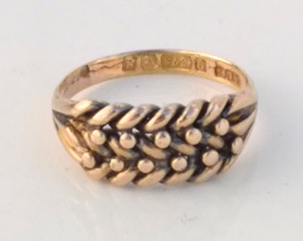 1906 Rose Gold 9ct Keeper Ring Plaited