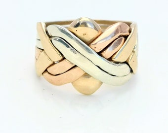 9ct Rose Yellow & White Puzzle Ring