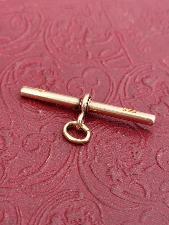 Antique XL 9ct Rose Gold T Bar for Albert Chain 4… - image 4