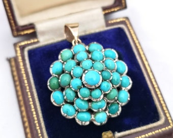 Colgante victoriano de mora con cabujón turquesa