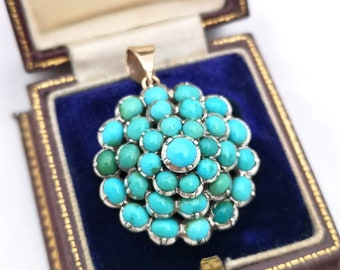 Victorian Turquoise Cabochon Blackberry Pendant