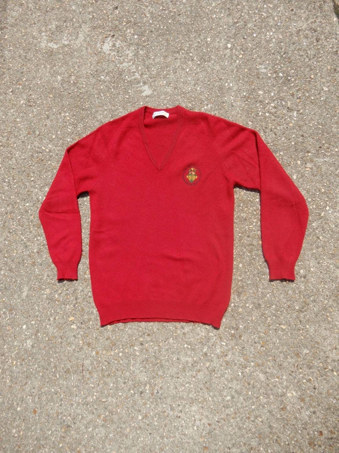 Image of Vintage Lyle & Scott Red Cashmere Jumper St Andrews Scotland Old Course Golf & Country Club