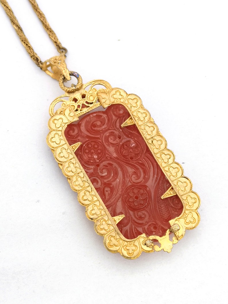 Art Deco Czech Filigree Chinese Style Pendant image 8