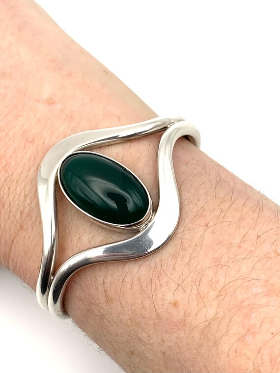 N. E. From Denmark Silver Torque Bangle with Gree… - image 11