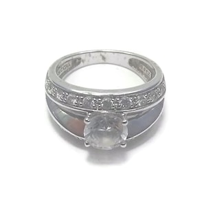 Vintage Sterling Silver Cubic Zirconia Engagement Statement Anniversary Wedding Ring. Marked 925 China. US Size 5.