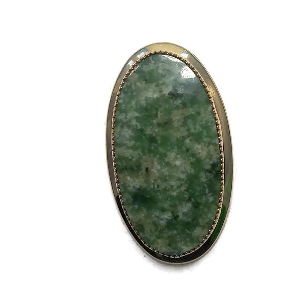 Gold Filled Bezel Set Jade Brooch Pendant. 1950s Era Signed by By CC Curtis Creations 1/20th 12K GF.