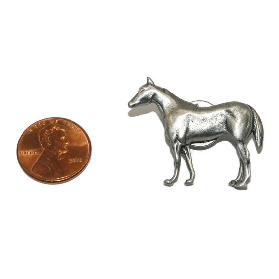 Vintage Pewter Standing Horse Pin / Brooch, Lapel… - image 2