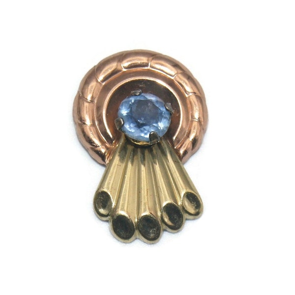 Vintage Harry Iskin Gold Filled and Faceted Blue Glass Pendant. Hallmarked ISKIN 1/20 12K G.F.
