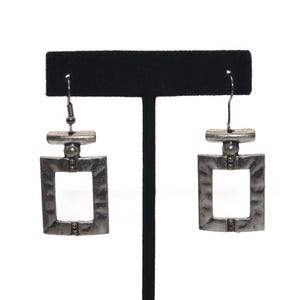 Vintage Silver Tone and Gold Tone Dangle Earrings with Hook Backs for Pierced Ears.