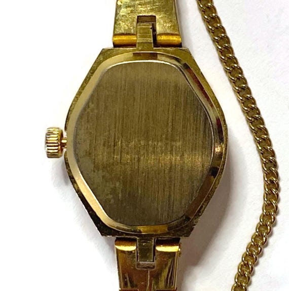 Vintage SOLINA Gold Tone Oval Black Face Ladies Analog Wrist  display picture 2