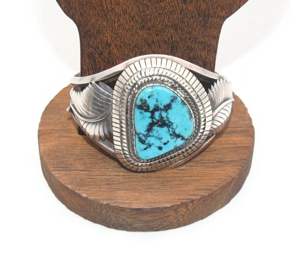Amazing Vintage Native American Navajo Turquoise Sterling Silver Eddy Chaco Ring Amazing Vintage Native American Navajo Turquoise Sterling Silver Eddy Chaco Ring