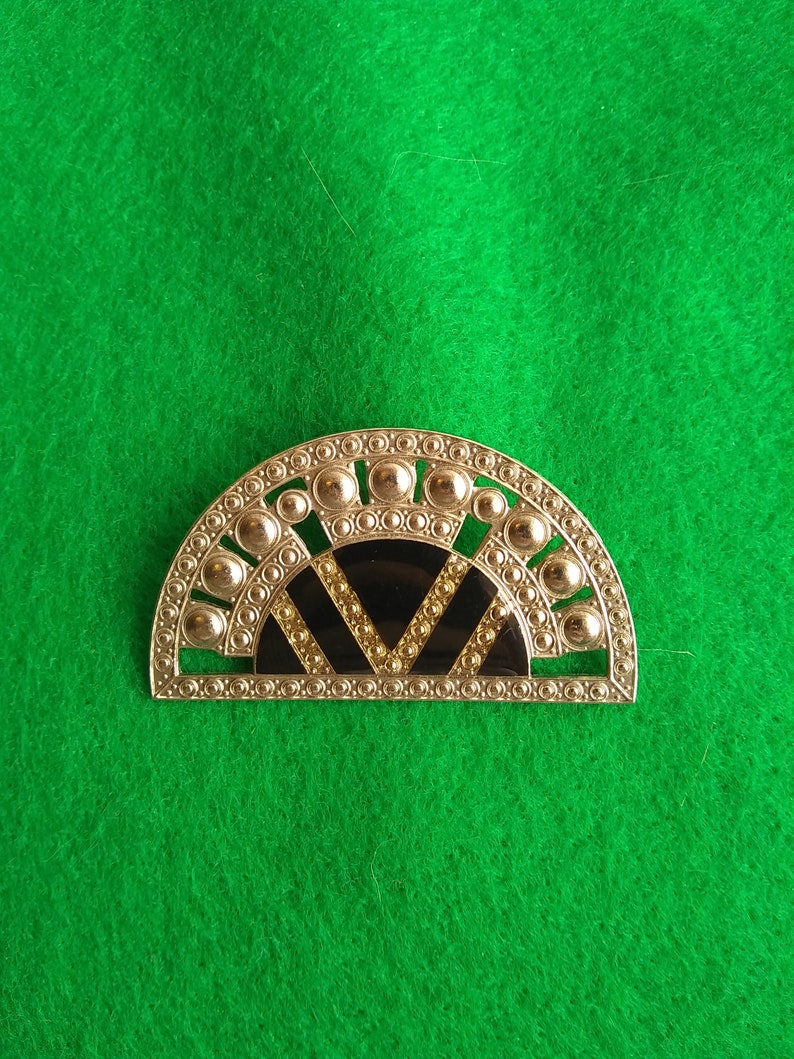 Geometric Brooch Pin Typical Bex Style Design Fashionable Pierre Bex Art Deco Semicircle Shaped Brooch Silver Tone Brooch Pin.