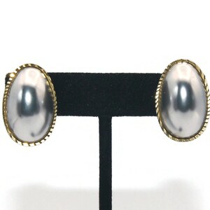 Vintage Silver and Gold Tone Domed Oval Stud Earrings with Post Backs for Pierced Ears.