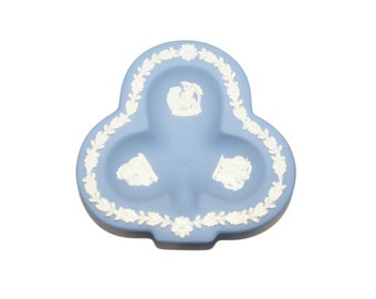 Wedgwood Vintage Blue Jasperware Clubs Trinket Tray from the Card Suite. Wedgwood Made in England Hallmark. In Original Box.