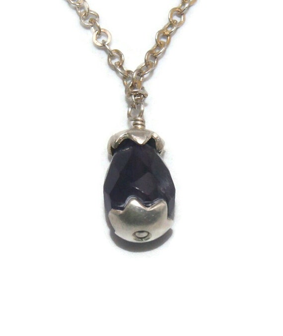 Collier Améthyste Véritable - Pendentif Pierre Brute - Chaîne 20 Pouces Plaqué Argent