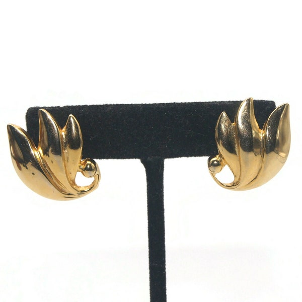 Vintage Paolo Gucci Gold Tone Post Back Earrings for Pierced Ears. Hallmarked Paolo.