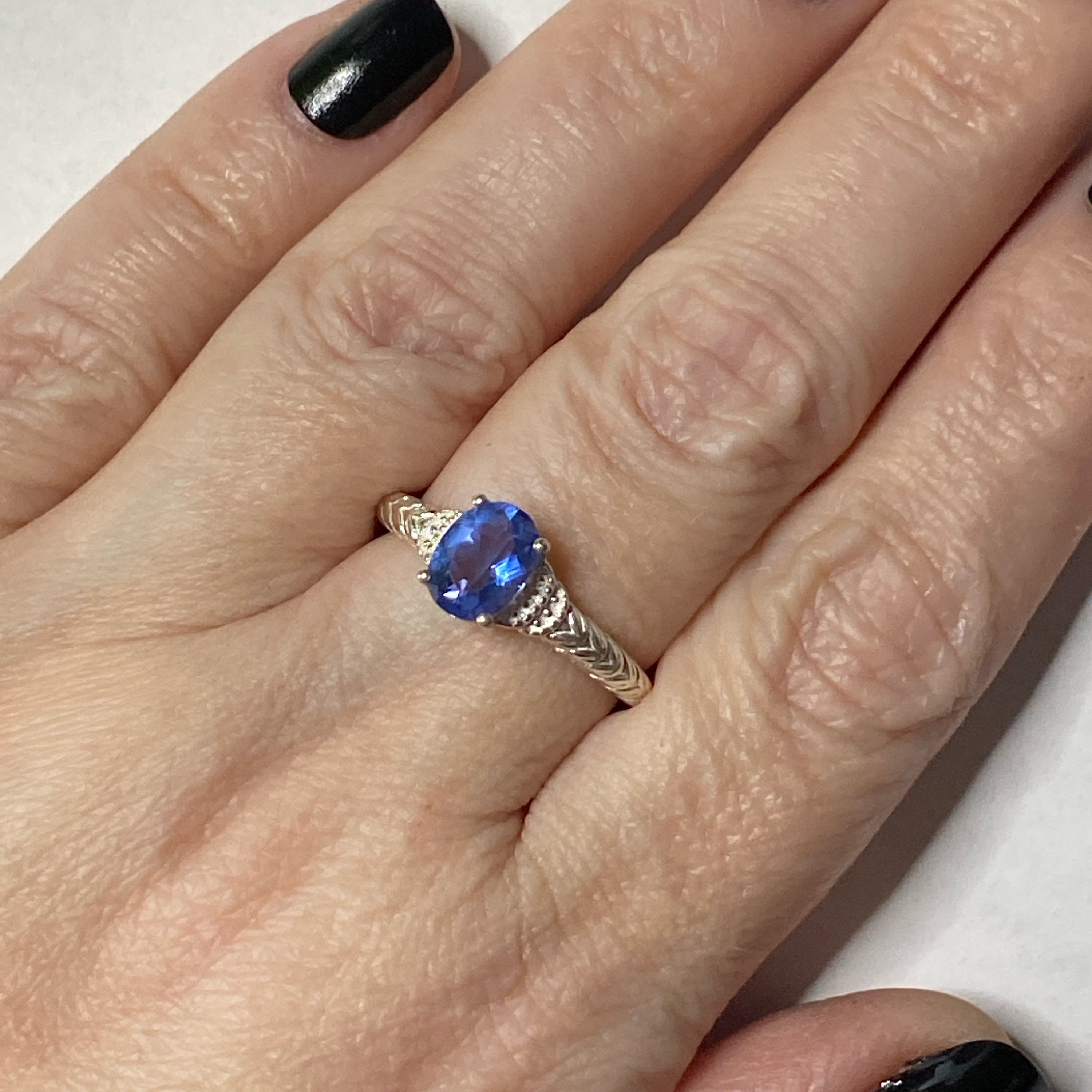 Vintage Sterling Silver and Blue Topaz Size 9 1/4 Statement