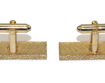 Boutons De Manchette Vintage Signés Dante - Or Texturé, Pierre, Occasion, Pour Look élégant Rétro