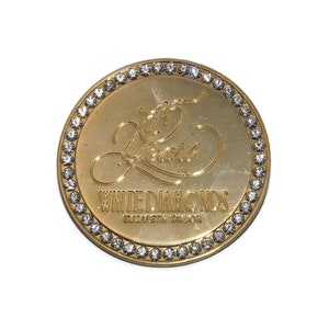 Vintage Gold Tone and Clear Rhinestones Round Elizabeth Taylor White Diamonds 15 Year Anniversary Brooch. Marked China.