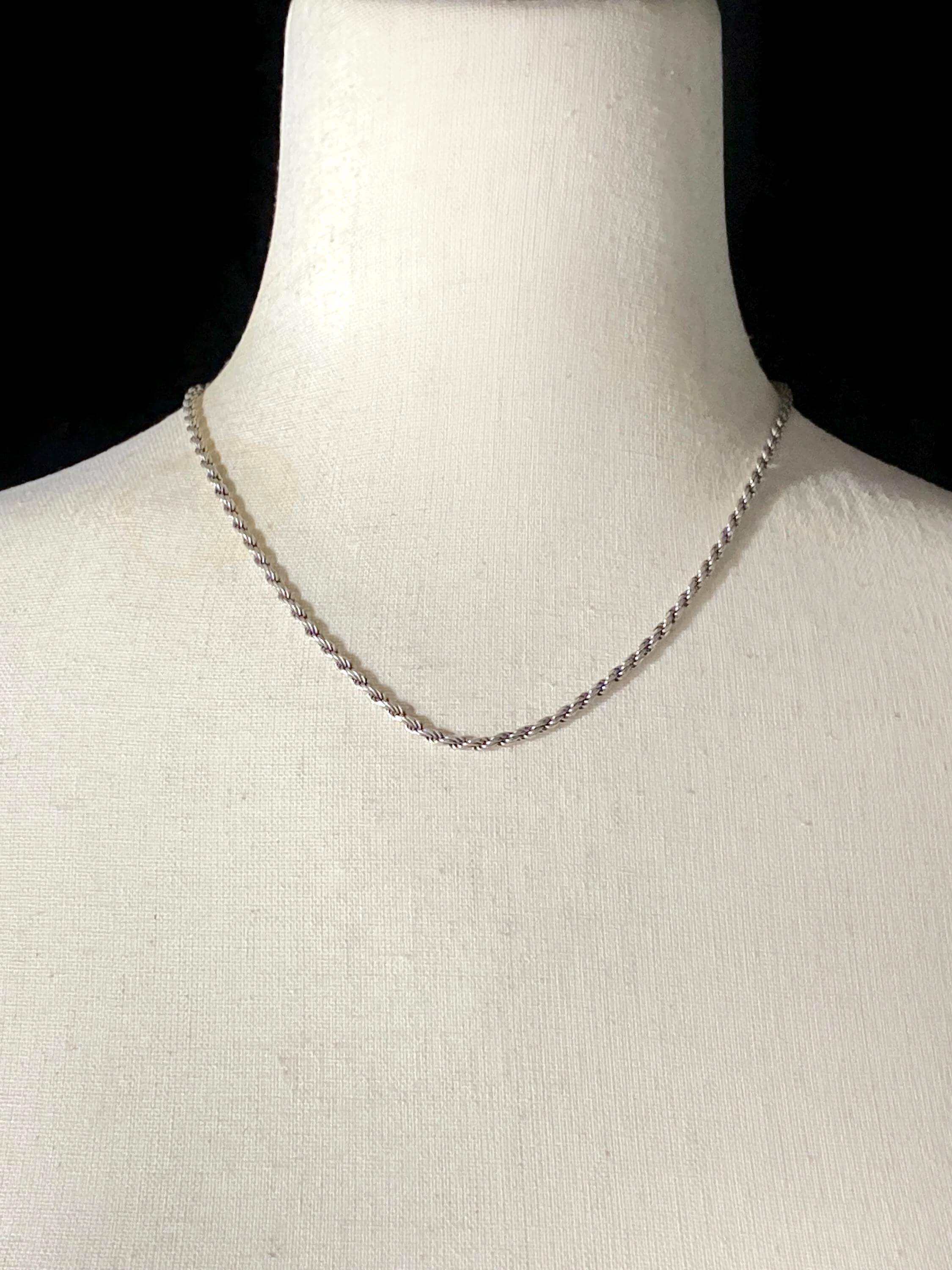 Vintage QGI Sterling Silver Twisted Rope Chain With Lobster Claw