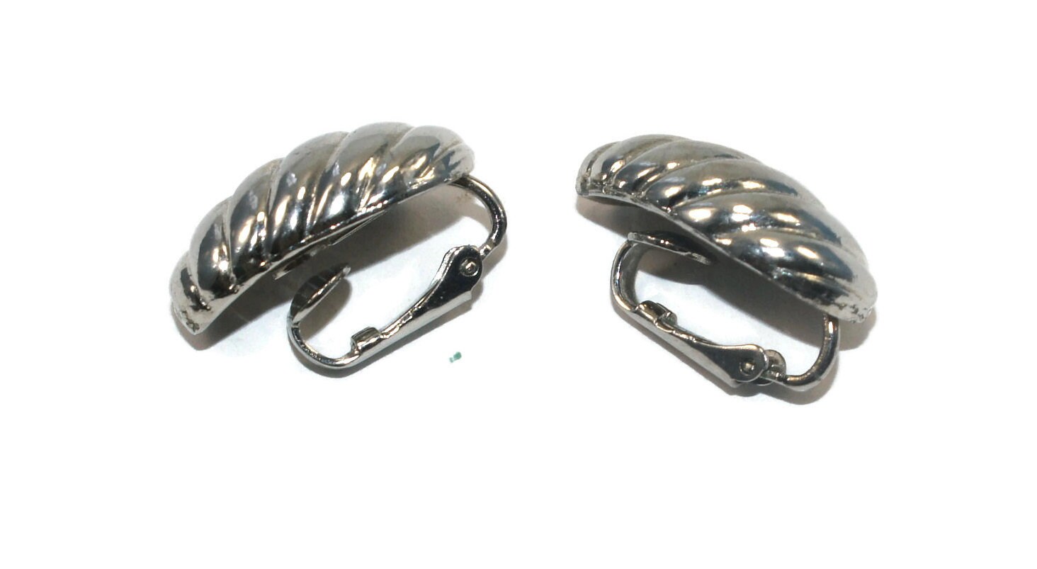 Silver-Tone Shell Statement Clip-On Earrings - Silver Shell Clip - On Silver Fashion Earrings for sale | eBay main image 2