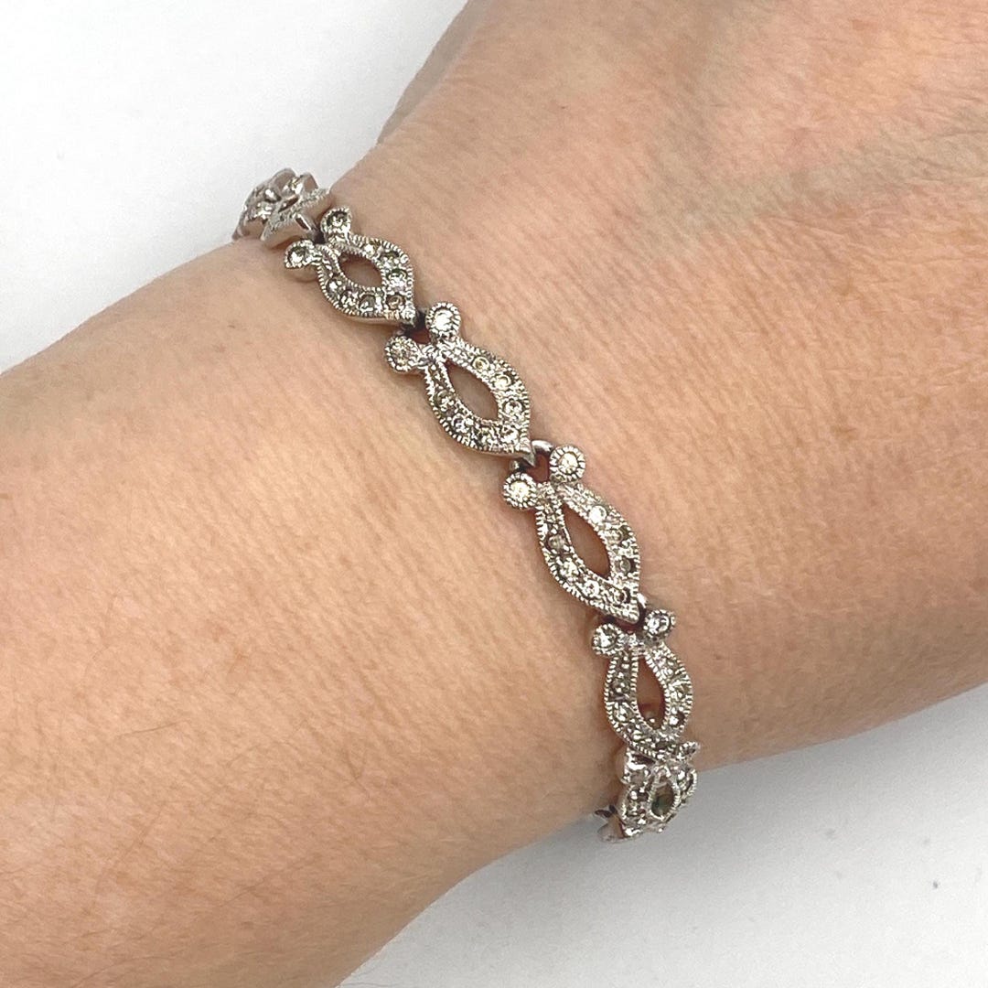 8*0様 STERLING SILVER 925 Calcutta 七宝 銀製 Beautiful Vintage Jenna Nicole Sterling Silver & Czs 6 1/2