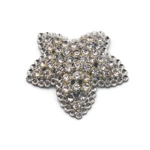 Vintage Clear Rhinestone Five Star Brooch, Heavily Rhodium