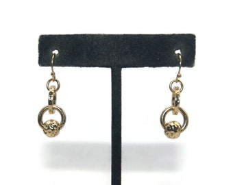 Boucles D'oreilles Vintage Câble Doré - Clous Pour Oreilles Percées - Occasion