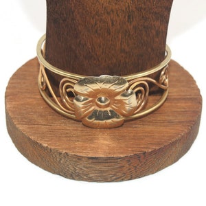 Vintage H E Morse Co Gold Filled Floral Design 7 Inch Open Cuff Bracelet. H E Morse Co 1/20 12K Hallmark.