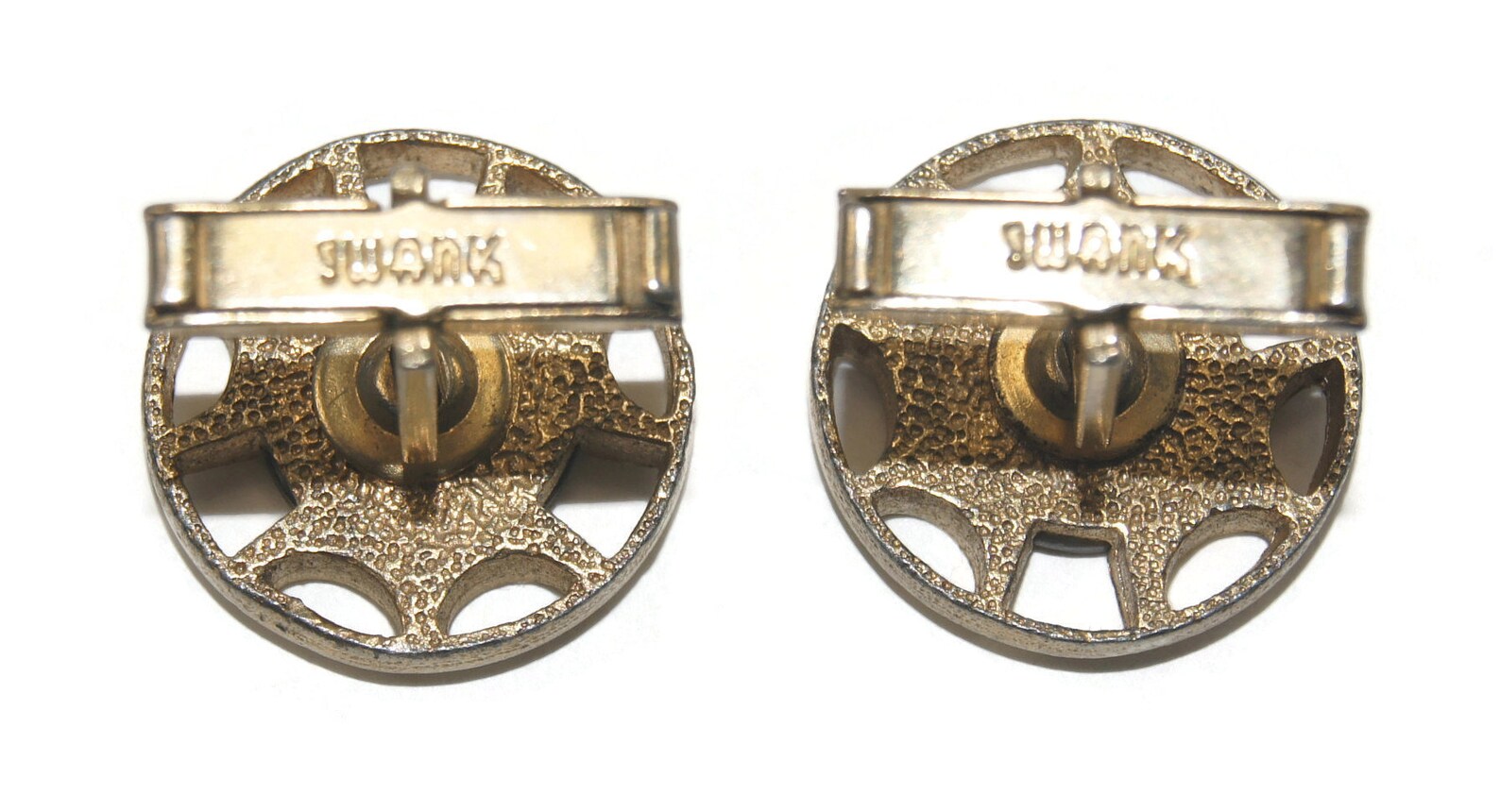 Boutons De Manchette Vintage Swank - Or Et Nacre - Motif Palmier