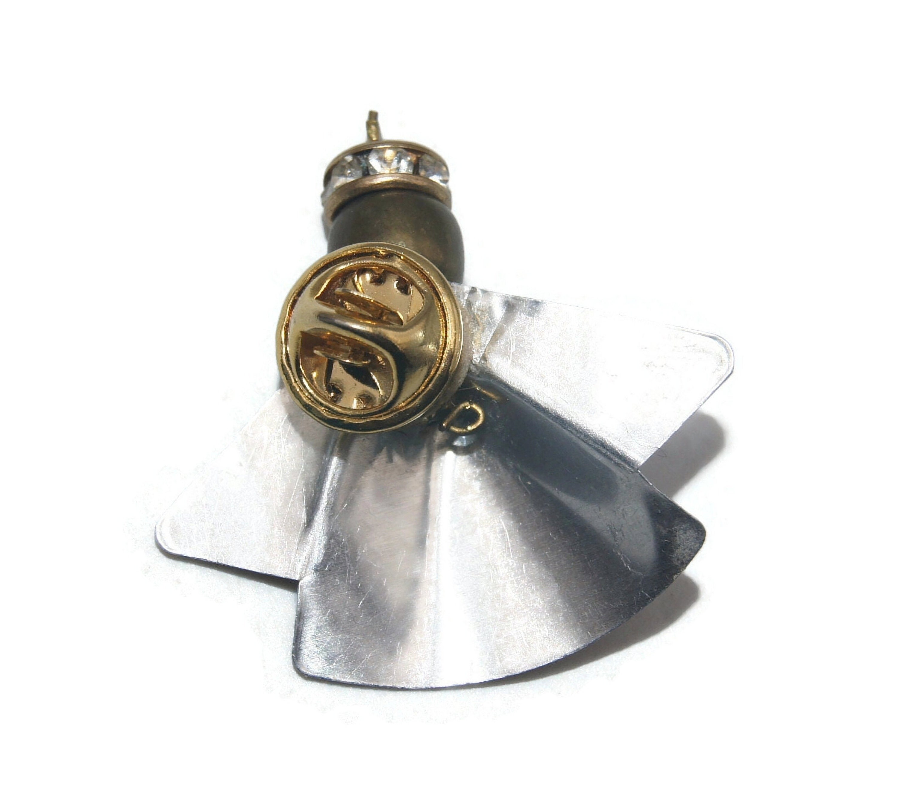 Broche Vintage Asiatique - Fille En Métal Doré - Occasion Avec Légères Traces D'usage