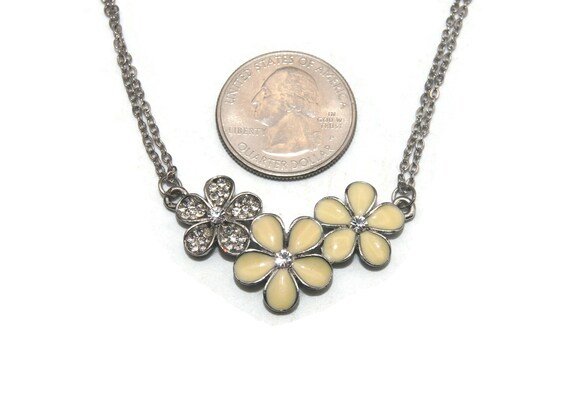 Vintage Silver Tone, Clear Rhinestones and Yellow… - image 5