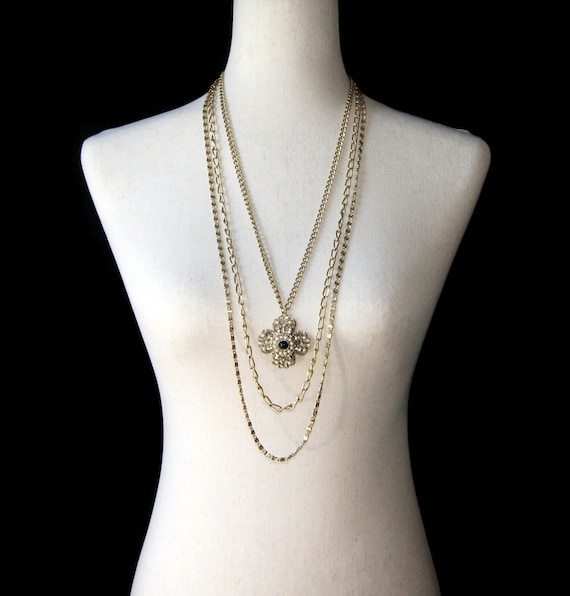 Collier Vintage Sens Privé En Résine Dorée & Fausses Perles - Bijou Rarissime Occasion
