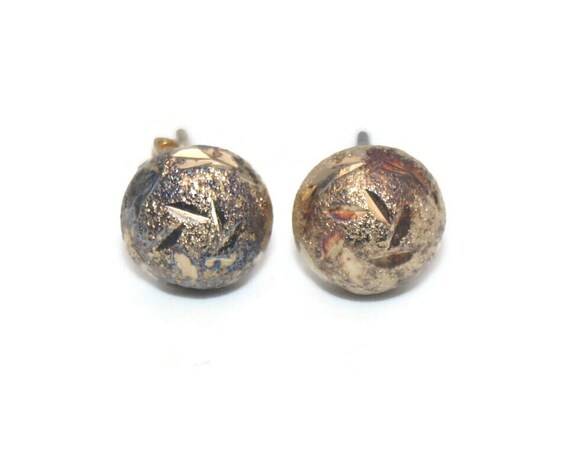 Small Vintage Vermeil 925 Silver Round Domed Stud… - image 1