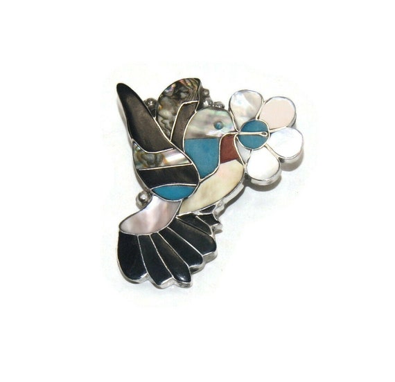 Unique Vintage Native American Zuni Coral Sterling Silver Flower Pin Unique Vintage Native American Zuni Coral Sterling Silver Flower Pin