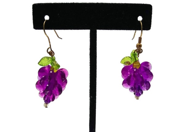 Deep purple wafer cluster earrings on silver plated hooks.