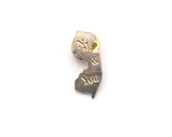 Small Vintage New Jersey Souvenir Pin,  Vintage Gold Tone NY & You Collectible Lapel Pin, Gift for Her, Gift for Him.