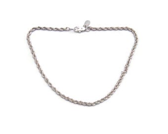 Worthington Silver Tone Twisted Rope Chain Anklet, Vintage Silver Tone Rope Chain 12" Anklet, Daily Wear, Business Wear, Gift for Her.