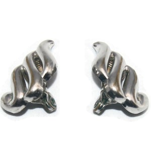 Vintage Monet Silver Tone Clip on Earrings. Monet Hallmark.