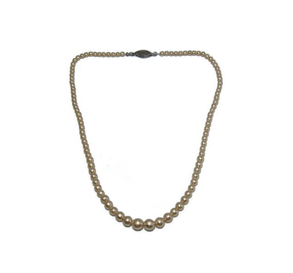 Buy Vintage 14 Inch Graduated Champagne Faux Pearl Choker Necklace