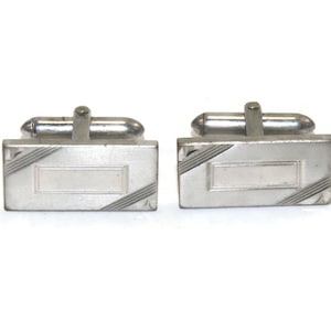 Vintage Swank Textured Silver Tone Rectangular Cuff Links. Swank Hallmark.